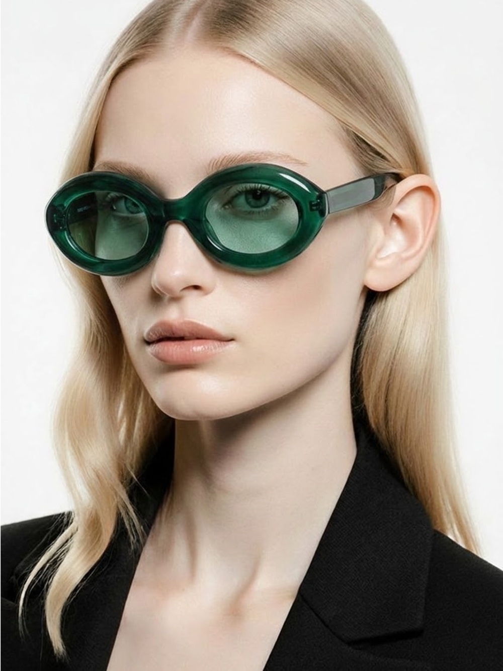 Green Oval Fashion Sunglasses - Unbranded